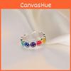 Geometric Rainbow Fashionable Smiley Face Ring For Women Unique 925 Sterling Silver Jewelry For Personal Style