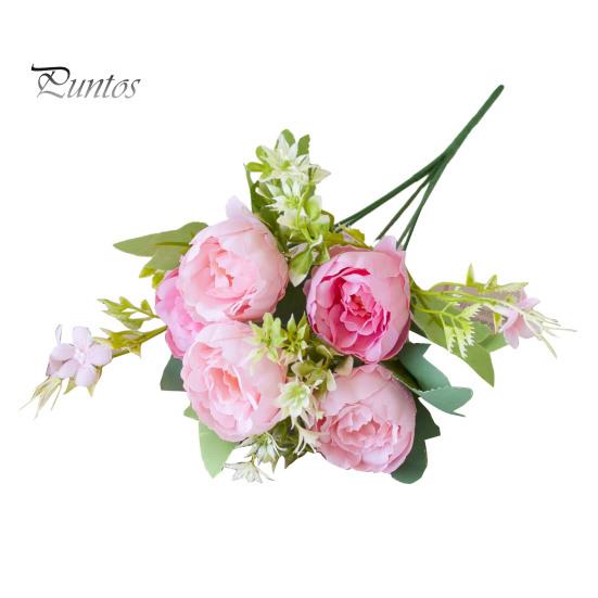 Букет из искусственных пионов, 5 головок, реалистичные искусственные шелковые цветы, свадебная вечеринка, домашний офис, центральный элемент стола, пластиковые искусственные цветочные растения, украшение