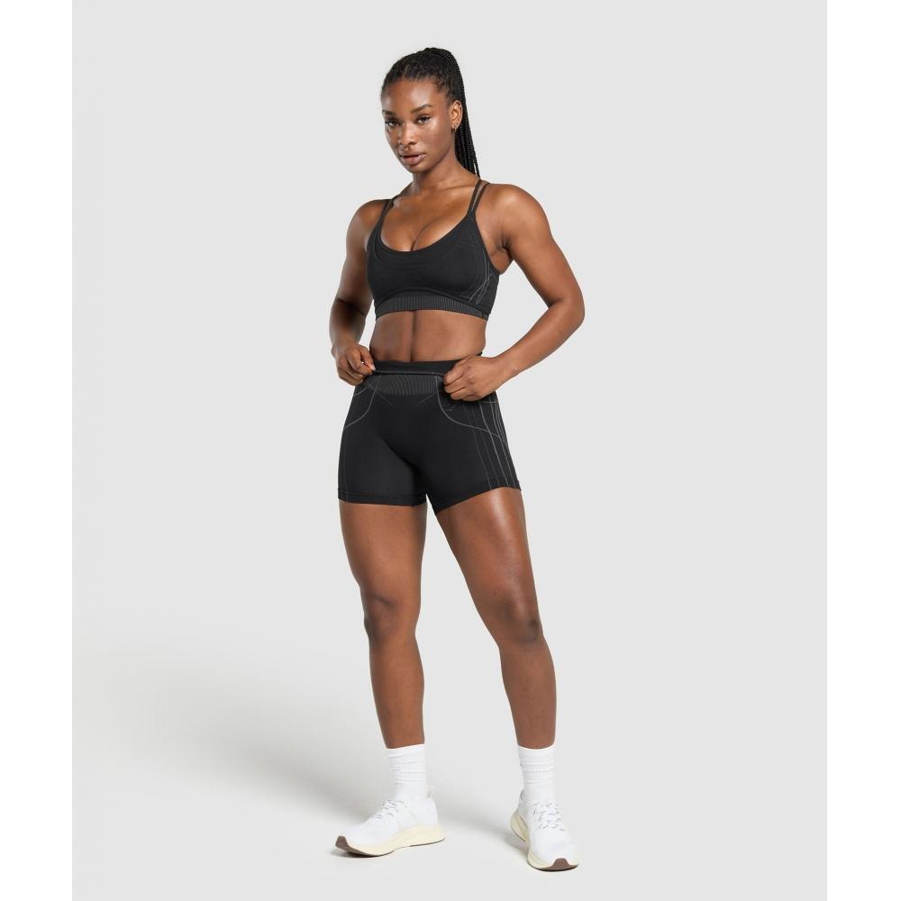 Gymshark Бесшовный спортивный бюстгальтер Apex Strappy Black Graphite Grey B3b3k Bb29