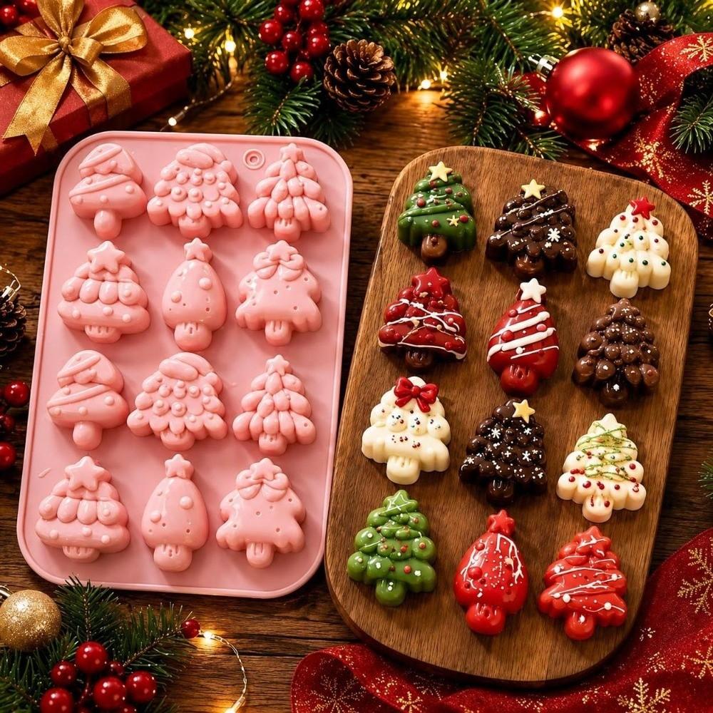 12 Cavity Christmas Tree Mold Heat-Resistant Chocolate Mold Resin Craft Mold DIY Craft Projects