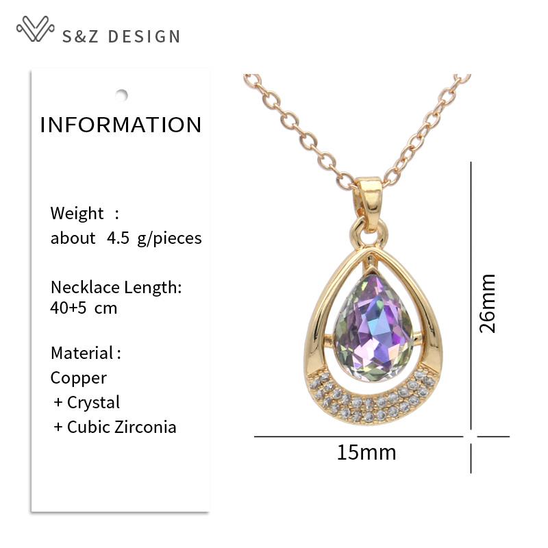 Модное ожерелье с подвеской в виде капли воды для женщин, цвет шампанского, золото, цирконий, ключичная цепочка, ювелирные изделия