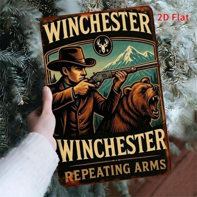 Металлический Плакат Winchester Настенное Искусство Винтажная Жестяная Вывеска 8x12 Дюймов для Бара Домашнего Декора