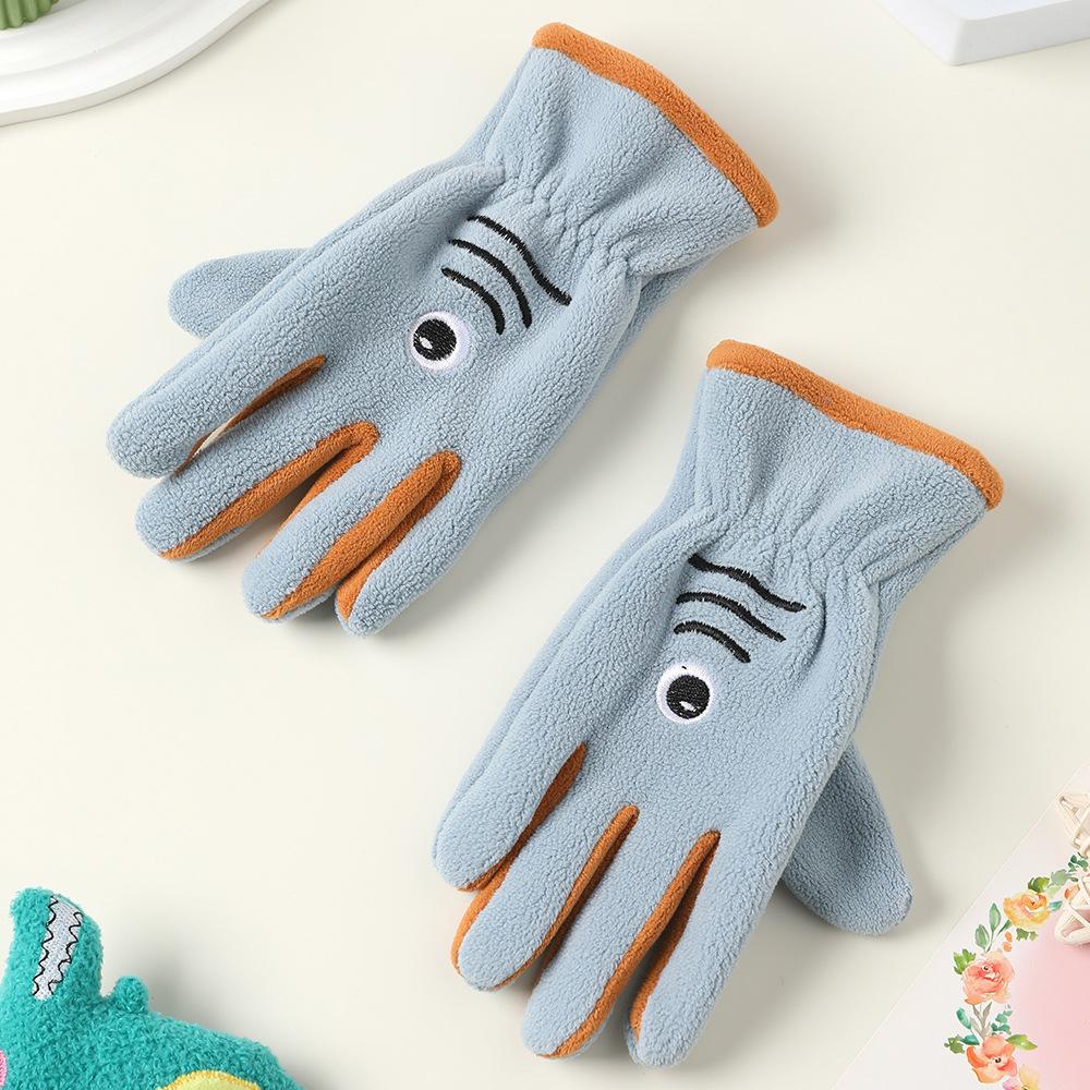 Add Fleece In Autumn and Winter Olympic Fleece Primary School Students Cycling Skin Friendly Outdoor Warm and Cold Proof Cute Gloves