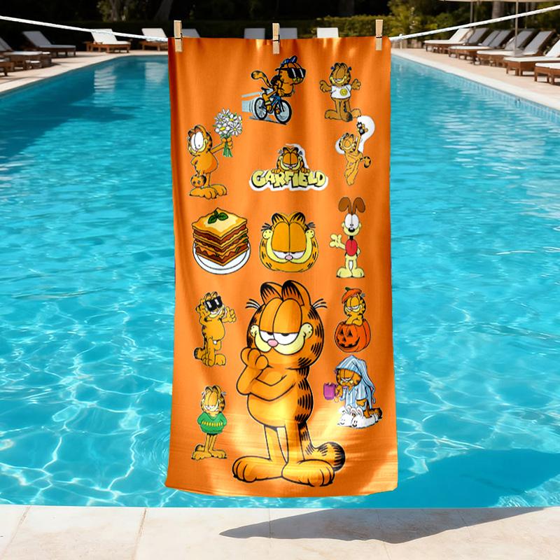 Garfield Print Beach Towel Design, Soft, Lightweight. for Home Bathroom, Spa, Pool, Yoga, Surfing, Camping, Gift for Family, Friend