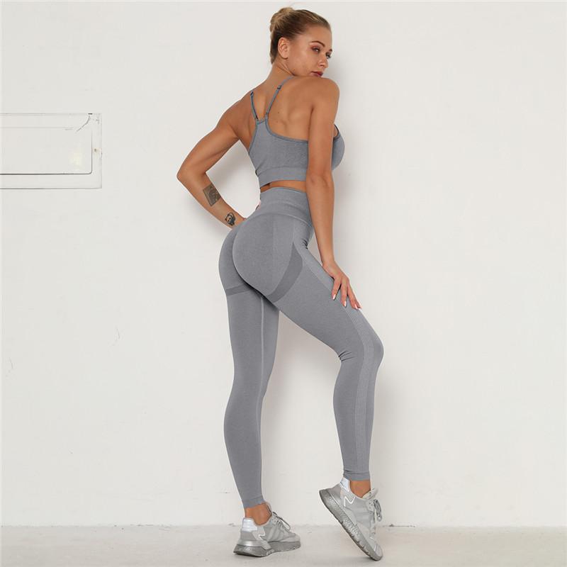 Бесшовный комплект Push Up Sportswear 2 шт. Леггинсы для спортзала Фитнес Йога Бюстгальтер Женские комплекты для йоги
