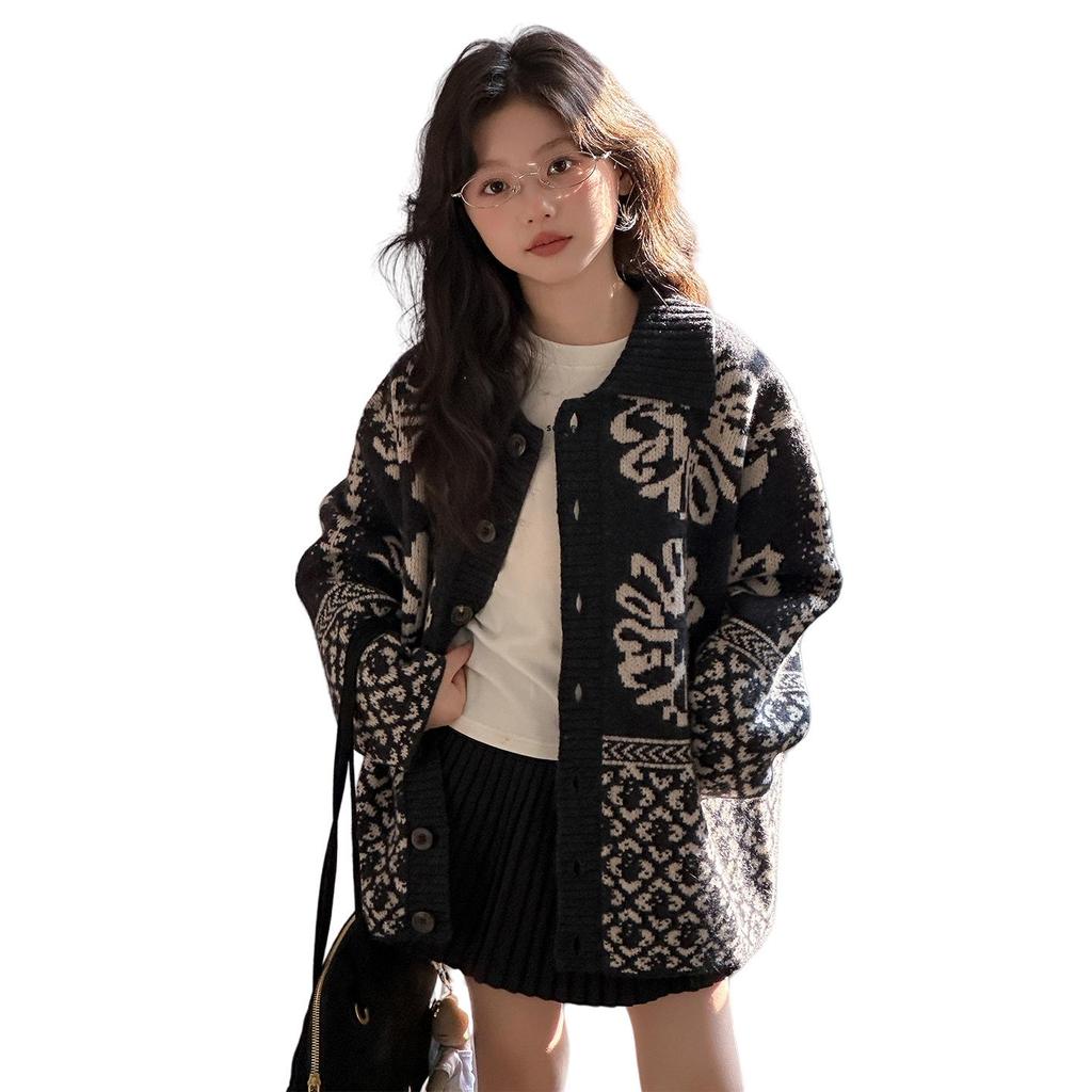 Кардиган жаккардовый с узором Fair Isle для девочек - Мода Осень-Зима 2025