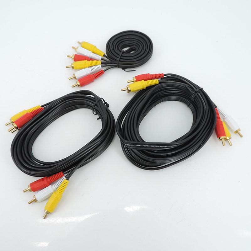 1.5M/3M/5m Gold Plated RCA Male To 3 RCA 3RCA Male Connector Composite Audio Video AV Extension Cable Plug Cord WIRE