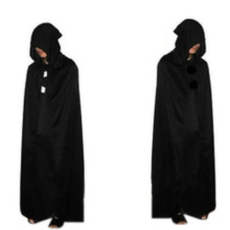 Calssic 2026 New Hooded Cloak Wicca Robe Medieval Witchcraft Cape Party Costume Dress (Size: 165-170cm Color: Black)