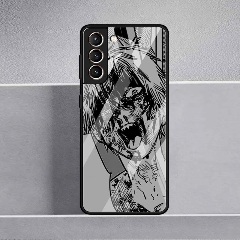 Крутой стеклянный чехол Chainsaw Man для Samsung Galaxy S22 S20 FE S21 Plus Чехол для телефона S10 5G S9 Note 20 Ultra 10 Lite