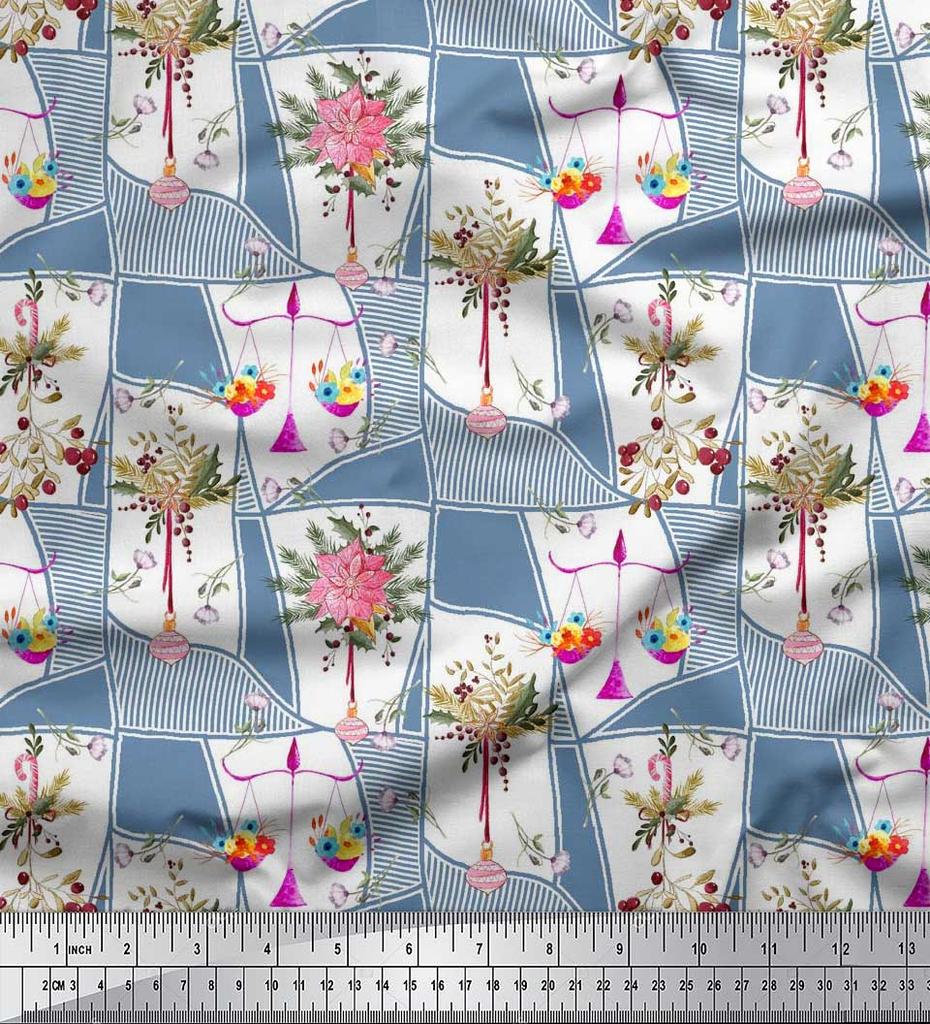 Soimoi Японская креп-сатиновая ткань с листьями, орнаментами и цветочным принтом пуансеттии, ткань по метрам 42 дюйма