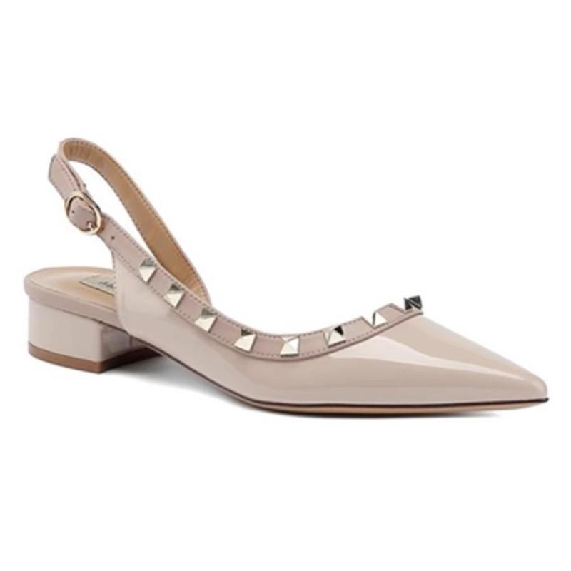 Spring and Summer Footwear Plus Size Leather Shoes with High Heels and Thick Sandals Single Shoes Women's Shoes