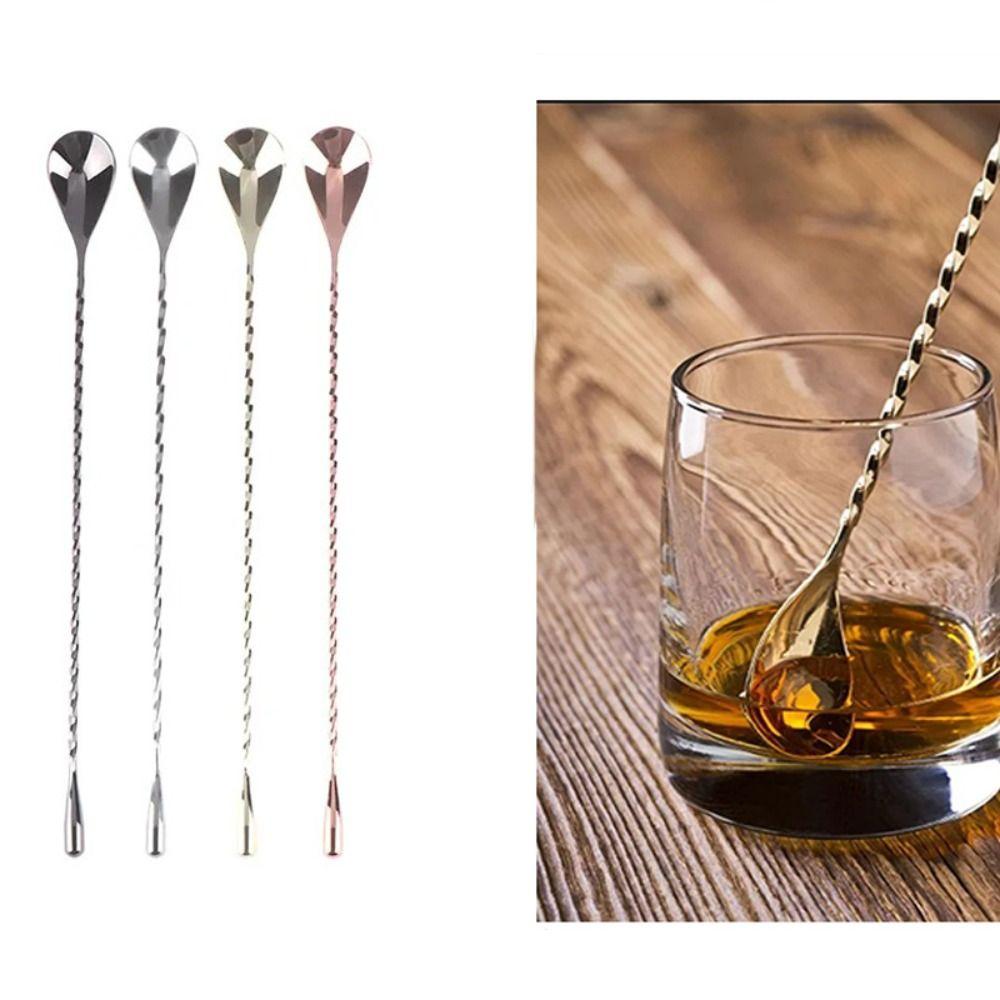 Long Handle Cocktail Spoon Stainless Steel Mixing Spoon Bartender Tools Coffee Spoon Drinks
