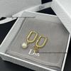 Elegant D-Shaped Pearl & Half-Diamond Asymmetrical Earrings - Minimalist Versatile Studs