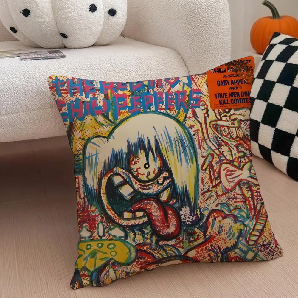Red Hot Chili PPeppers band Cushion Cover Throw Pillow Cover Hidden Button Durable Polyester Chair Cushion