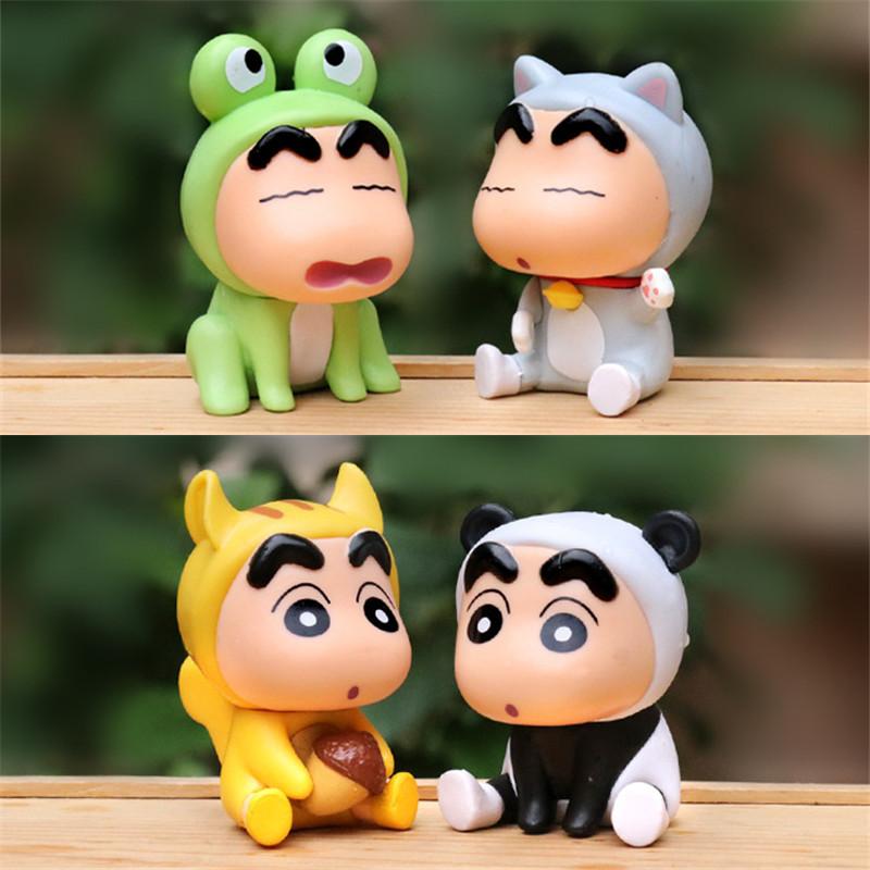 6 шт./компл., аниме карандаш, фигурки ShinChan, 6 см, Nohara Shinnosuke, экшн-фигурка, серия животных, модель ПВХ, настольные украшения, подарок для детей