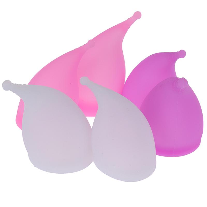 Reusable Medical Silicone Soft Menstrual Women Period Cup Size Small Large Pads