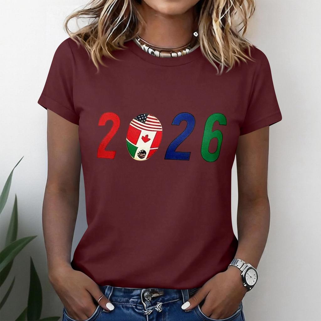 Women's Casual Short Sleeve T-Shirt Crew Neck 2026 Soccer Graphic Print Lightweight Soft Fabric Comfortable Fit