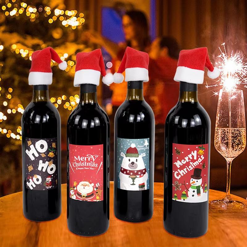 100 шт. рождественских шляп для украшения посуды, рождественская шляпа для семейной вечеринки, маленькая рождественская шляпа, держатель для вилки и ножа, сумка для новогодних подарков