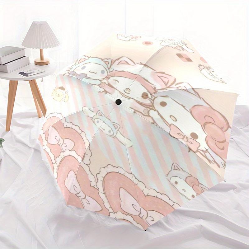 Good Friends Cinnamoroll My Melody HelloKitty Automatic 3-Fold Cartoon Umbrella Design, Cute Cartoon Pattern, Portable Outdoor Umbrella, Perfect, Holi