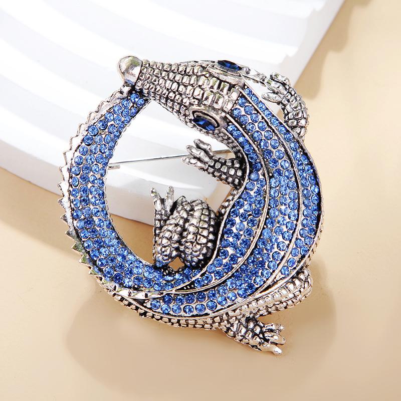 Модные винтажные броши из крокодиловой кожи со стразами для женщин, одежда, пальто, вечеринка, аксессуары, подарки