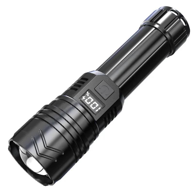 High Strong Power Led Flashlights 300000LM Tactical Torch with Display Light USB Charging Camping Fishing Defensa Zoom Lantern