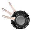 3-piece non-stick frying pan set 8 10.2 12 inch stainless steel cookware with ergonomic wooden handle for induction gas infrared cookers