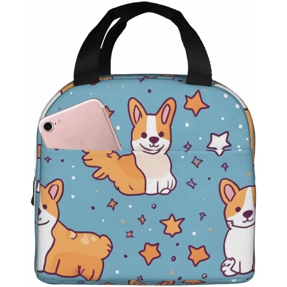 Сумка для ланча Corgis Dog Flower для взрослых, изолированный ланч-бокс с милым рисунком, многоразовая сумка для ланча для учебы, работы, пикника