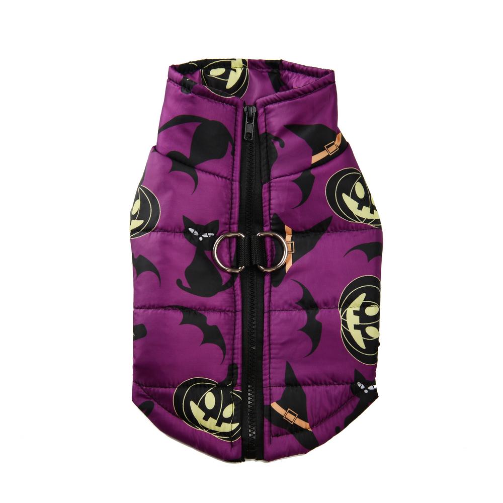 Зимняя теплая одежда для щенков с принтом на Хэллоуин, водонепроницаемая куртка для домашних животных, пальто для маленьких собак, кошек, костюмы для вечеринок с тыквой, наряды для йорков