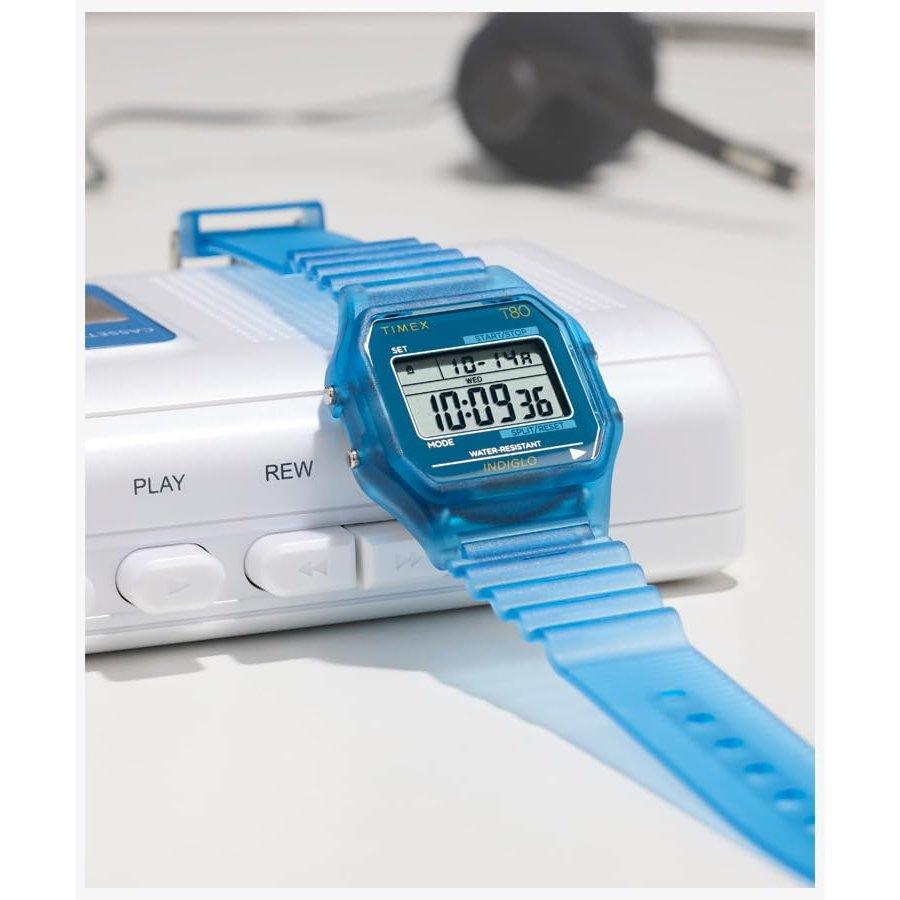 TIMEX T80 Кварцевые Унисекс Часы 30M Водонепроницаемые Акриловые Синий Циферблат TW2Y34200