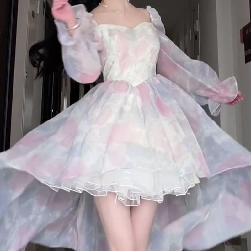 Белое элегантное вечернее мини-платье для женщин с открытыми плечами, французское винтажное пляжное платье, женское шифоновое корейское платье для выпускного, лето 2023