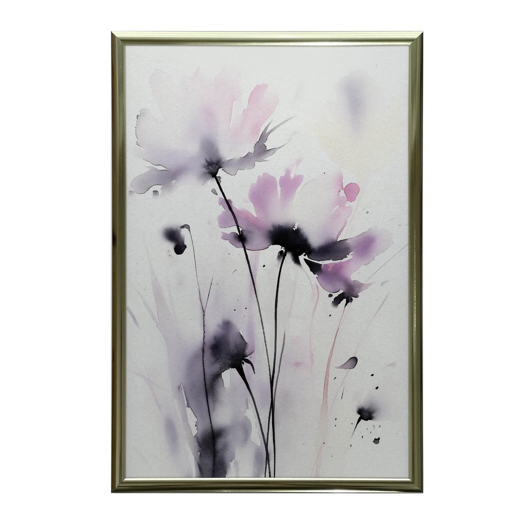 Delikatne Kwiaty Akwarelowe Delikatne Kwiaty Akwarelowe, 50X70 Cm, Rama Aluminiowa Czarna, Papier Matowy 230 Gsm