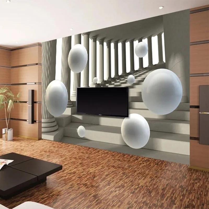 Настенные обои, современные 3D римские колонны, абстрактная космическая сфера, фреска для гостиной, телевизора, дивана, фоновые обои