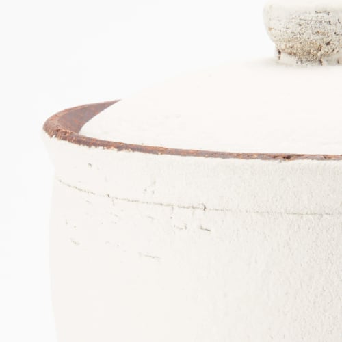 Hechimon Shigaraki Ware Salt Jar, Large, White, Ceramic Canister, Moisture Absorbing and Humidity Controlling, Keeping Salt Dry, Made In Japan, MR-3-3