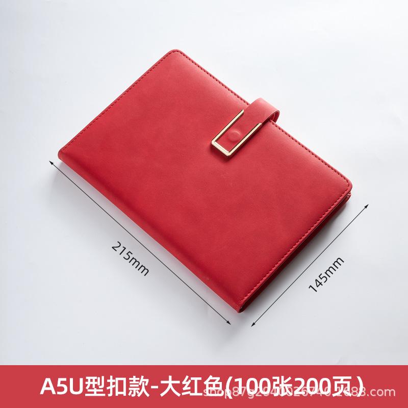 Customized A3 Hardcover Leather Bound Notebook with Logo Buckle 100 Sheets Thermal Binding for Office Business Meetings Record