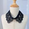 Imitation Pearl Fake Collar Lace Up Shawl Shirt Collar Accessory  Women