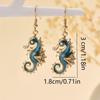 1 пара серег в стиле бохо-пляж с эмалированными стразами в виде морских коньков, элегантные женские украшения для свиданий и повседневной носки