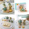 Children Play Tea Set With Wooden Cake And Pots For Creative Kitchen Pretend Games