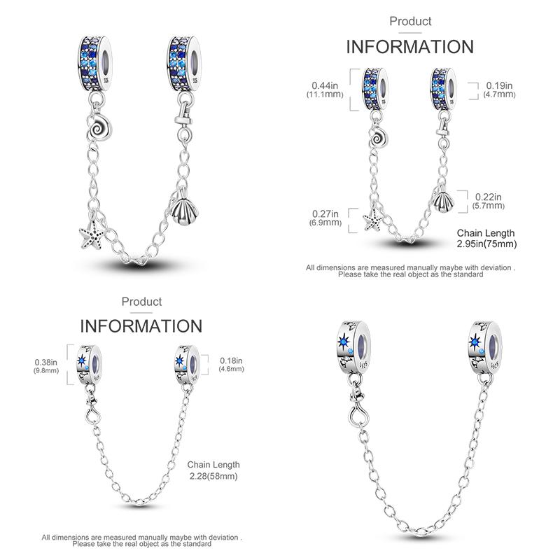 Новинка Шарм-бусина с цепочкой безопасности Звезда Луна Демонический глаз Подходит для оригинального браслета-шарма из стерлингового серебра 925 пробы Женские изысканные украшения