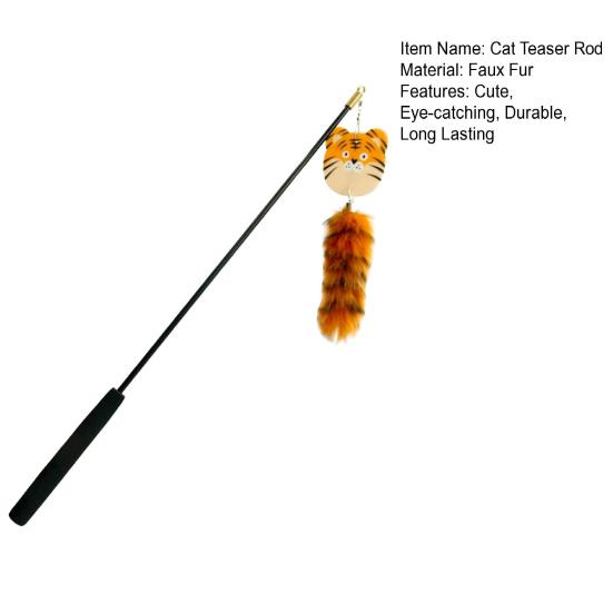 Удочка-дразнилка для кошек, дизайн с плюшевым хвостом, очаровательный внешний вид, мультяшная форма, эргономичная ручка, удобная