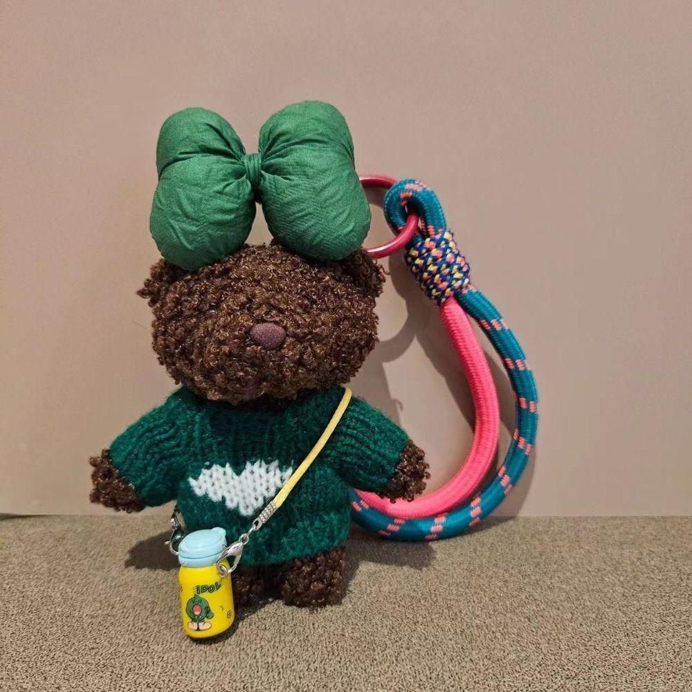 Cartoon Cute Bear Pendant Handmade Car Key Ring Creative Plush Doll Keychain  Couple