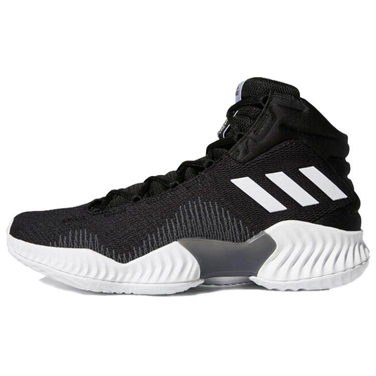 Adidas Pro Bounce 2018 Fashion Versatile Shock Absorption Anti-Slip Mid-Top Basketball Shoes Men Sneakers Black White FW5746