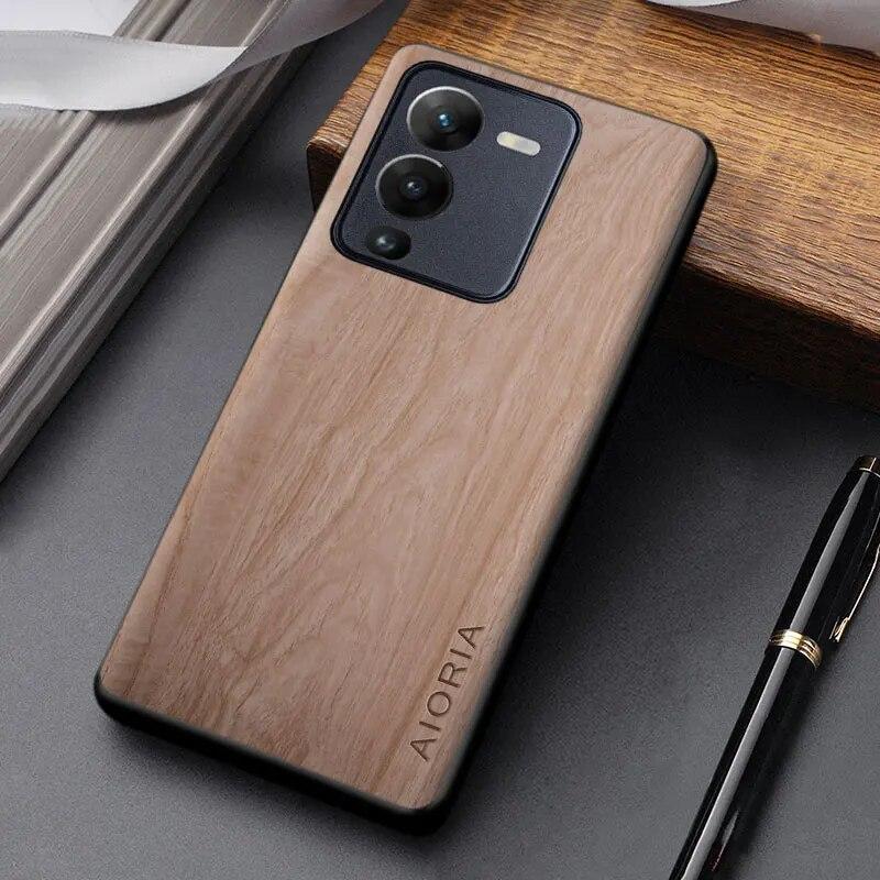 Чехол для VIVO V25 S15 Pro, простой уникальный дизайн, легкий чехол из искусственной кожи с деревянным узором для vivo v25 pro, чехол