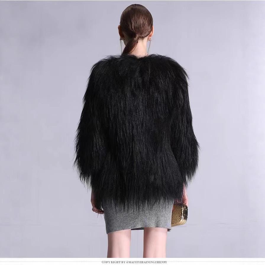 Осенне-зимний европейский и американский Хайнинская невестка evla imitation fur из козьей шерсти женское пальто европейское и американское длинное шерстяное пальто