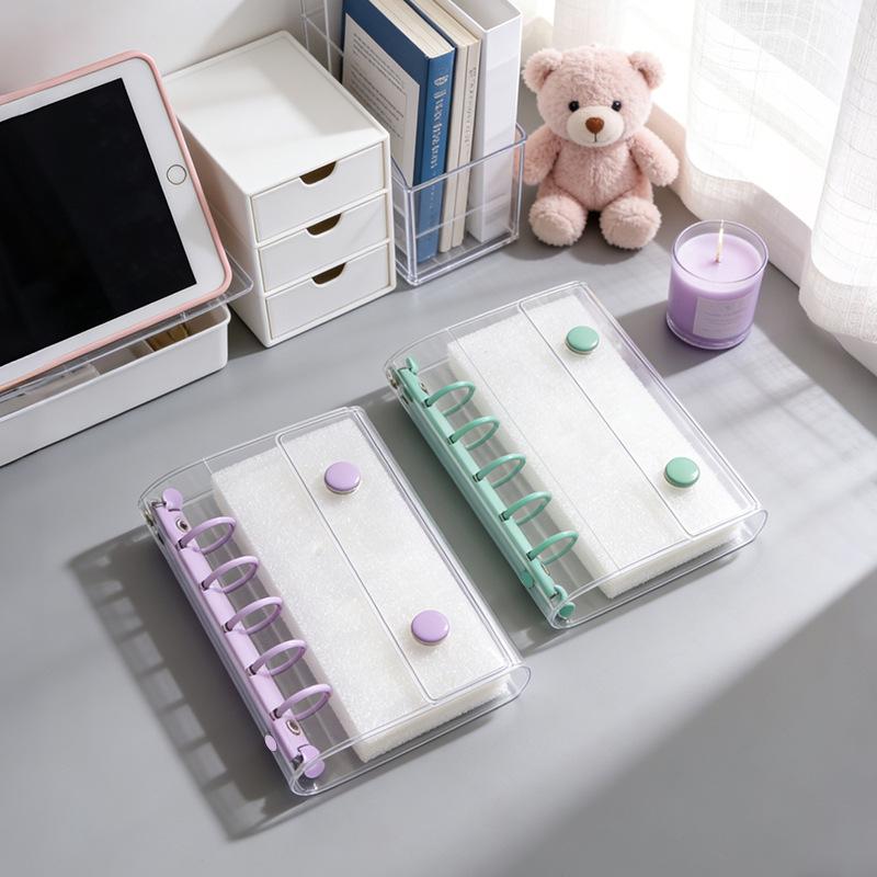 Macaron Color Tri-Fold Loose-Leaf Planner with Double-Buckle & Storage Pocket