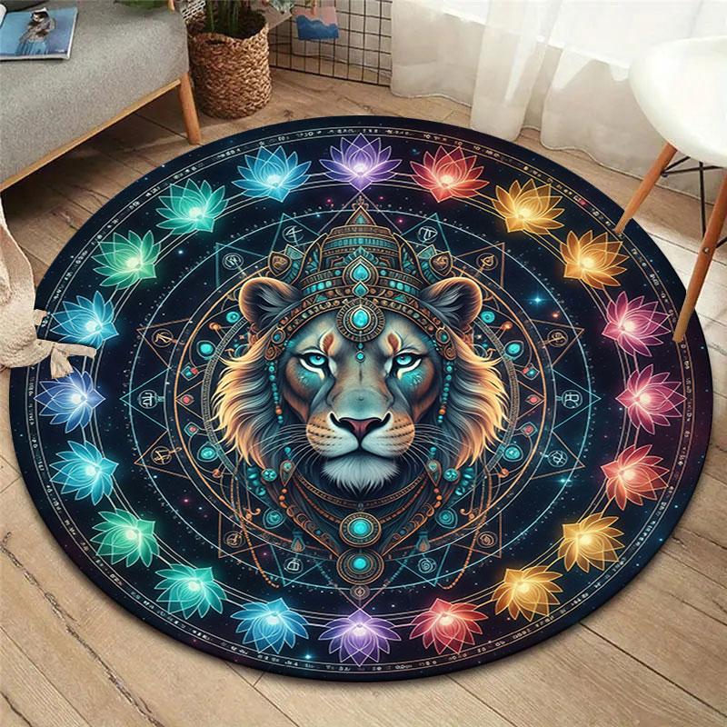 Lotusdeity Round Area Rug,Carpet Rug for Living Room Bedroom Sofa Playroom Decor,Non slip Floor Mat
