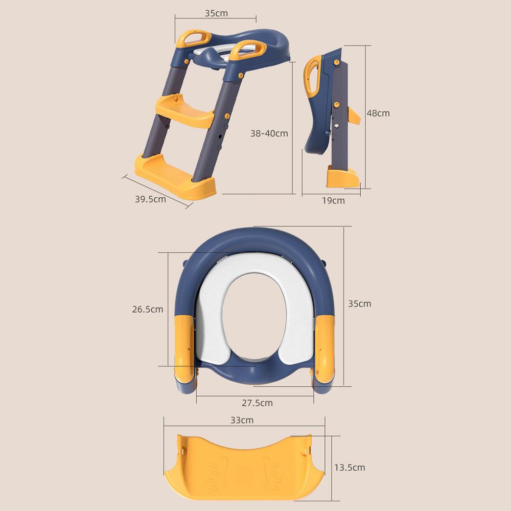 Kids Potty Training Seat Comfortable Safe Toilet Trainer with Adjustable Step Stool Ladder PVC Soft