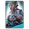 Хисун Металлическая табличка Винтажная Мотогонщик MotoGP Металлическая жестяная табличка Ретро Мотоциклетные гонки Железная живопись Настенное искусство Классический Мотоциклист Декоративная табличка f