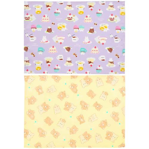 Small Lunch Mats for Elementary School Girls, Sizes 25 and 35, School/Kindergarten Lunch Cloths/Lunch Mats, Set of 2, Made In Japan, Sweets, Purple, B