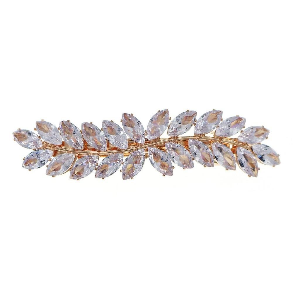 Exquisite Wheat Shape Zirconia Hair Clip Shining Rhinestone Gifts Side Clip Banquet Headpieces Party Banquet
