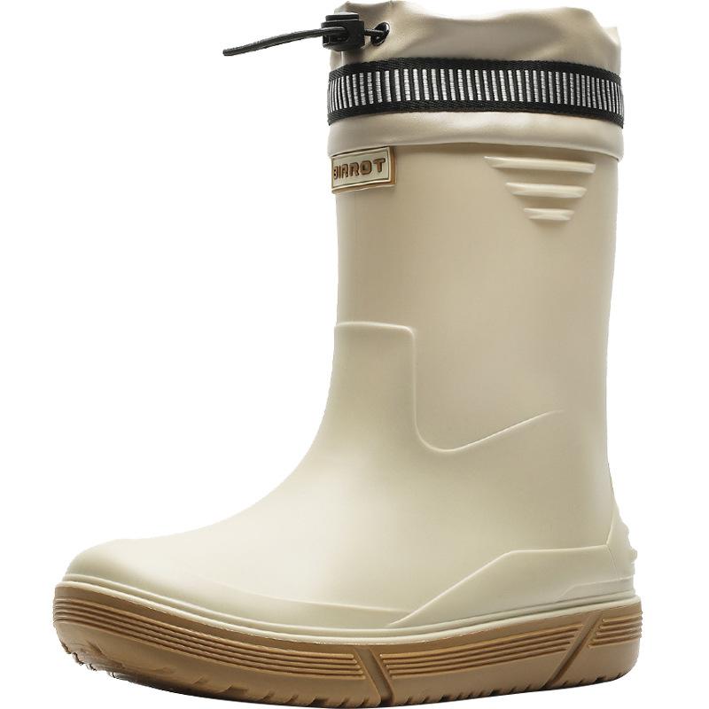 New Bundle Rain Shoes Men's Medium Tube Non-slip Waterproof Shoes Outdoor Water Boots Warm Rain Shoes Short Tube Rubber Shoes Men's Fashion